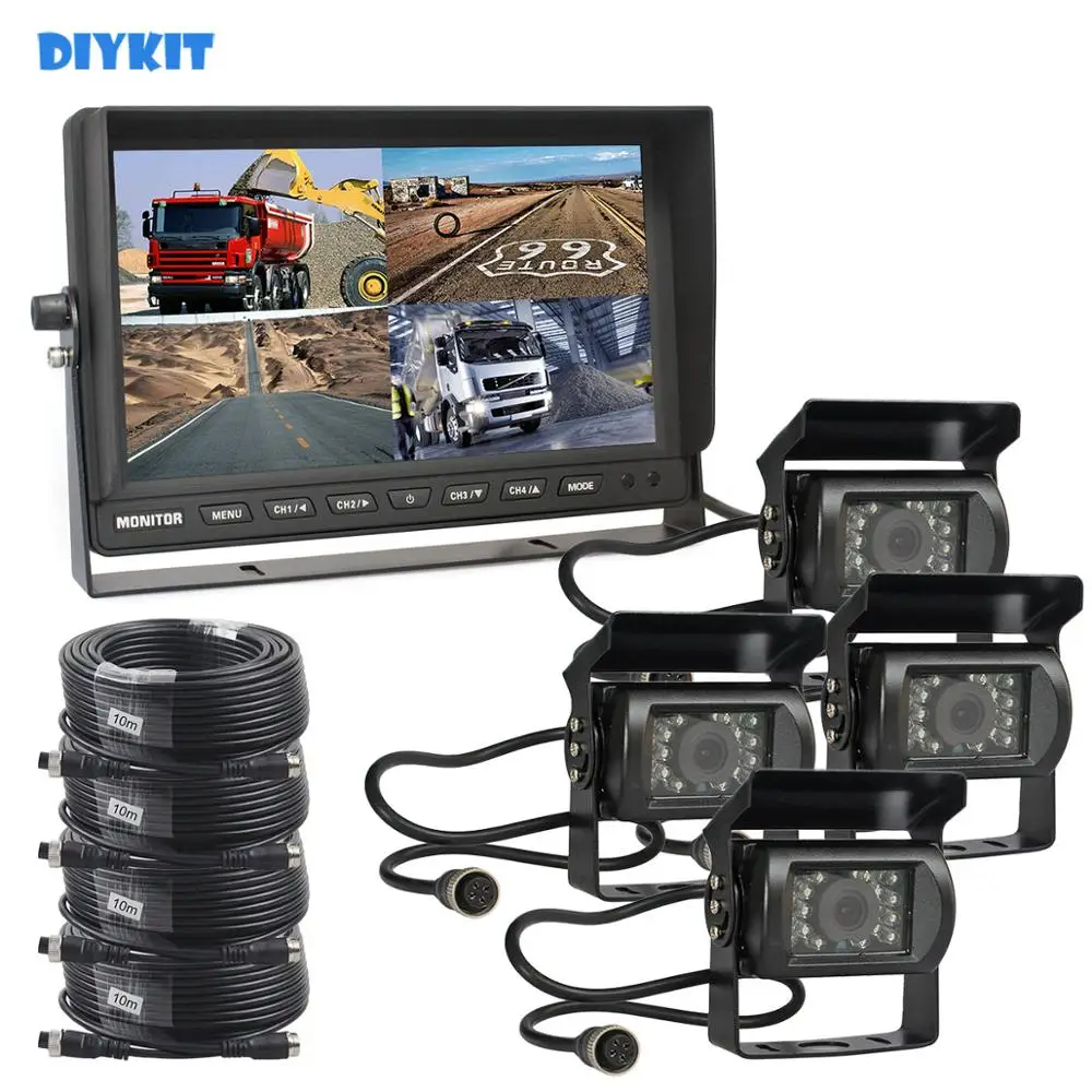Автомобильный монитор DIYKIT с 10-дюймовым раздельным четырёхъядерным процессором, 4 камеры ночного видения, водонепроницаемая камера заднего ... Автомобильный монитор DIYKIT с 10-дюймовым раздельным четырёхъядерным процессором, 4 камеры ночного видения, водонепроницаемая камера заднего ...