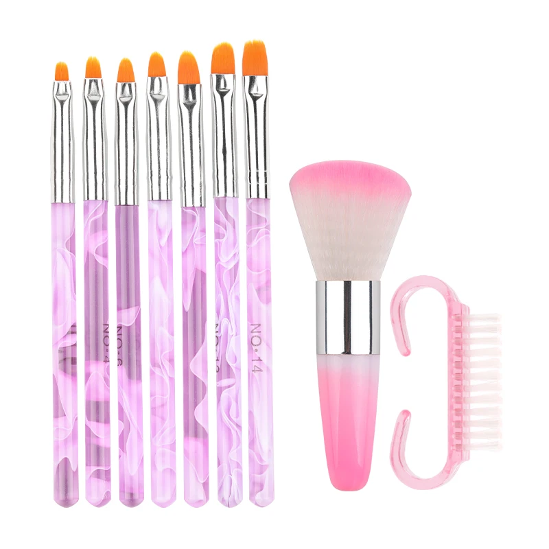 Nail Art Brush Acrylic Nail Polish Brush Kit UV Gel Nail Polish Paint Brushes Drawing Nail Pen Manicure Clean Brush Tools