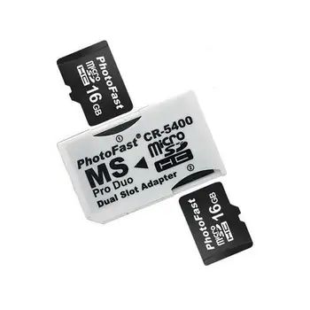 

100pcs/lot Dual 2 Slot Super Speed Card Reader Micro SD TF to Memory Stick MS Pro Adapter White Duo for Camera PSP