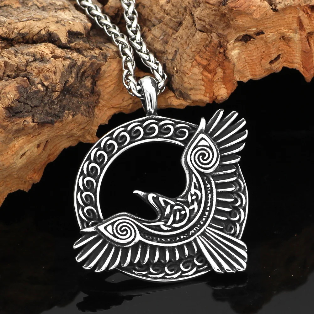 Норвежский викинг тройной Рог Odin Ворон Huginn и Muninn Амулет из нержавеющей стали