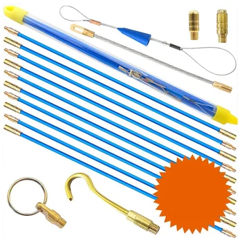 

Fish Tape Cabling Rods 5.8M Fiberglass Electrical Cable Threader Running Puller in Case 10Rods x 58cm, Blue