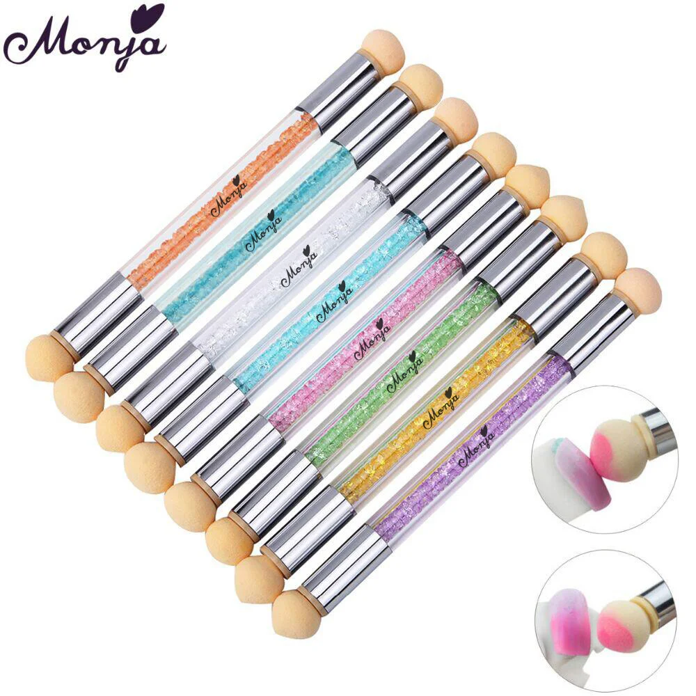 Monja, двойной конец, лак для ногтей, УФ-гель, градиентный цвет, цветущая передача, тиснение, губка, кисть для раскрашивания, ручка, инструмент для маникюра