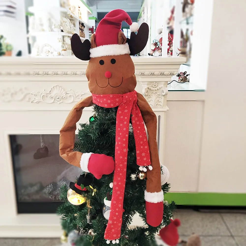 Милый большой Санта макушка для новогодней елки Декор декоративный Снеговик топ шляпа Hugger зима год Праздничная вечеринка Рождественская елка украшения