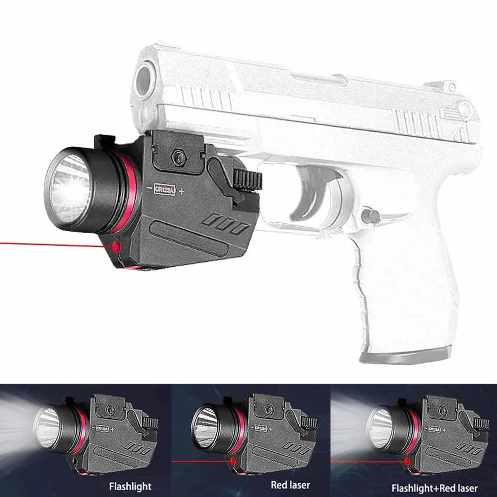Тактический светодиодный светильник для пистолета, светильник для вспышки, Красный лазерный прицел для 20 мм, рельсовый пистолет, светильник для страйкбола, охотничий светильник, аксессуары для стрельбы