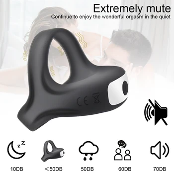 Male Silicone Penis Ring 3 in 1 Ultra Soft Cock Ring 10 Vibration for Erection Enhancing Time Delay Ejaculation Sex Toys for Men 6
