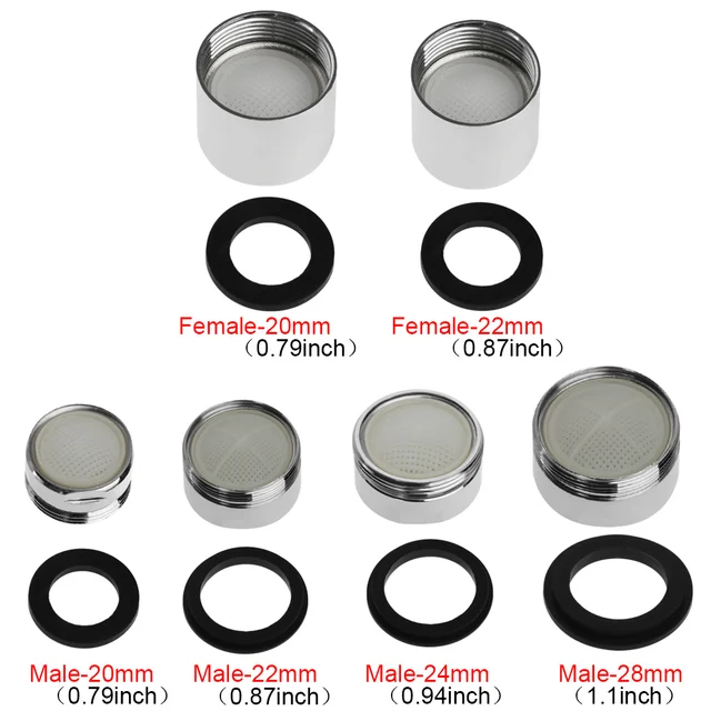 1ชุด20/22/24/28มม.Water Saving Tap ก๊อกน้ำชายหญิงหัวฉีด Spout End diffuser กรองก๊อกน้ำอุปกรณ์เสริม 6