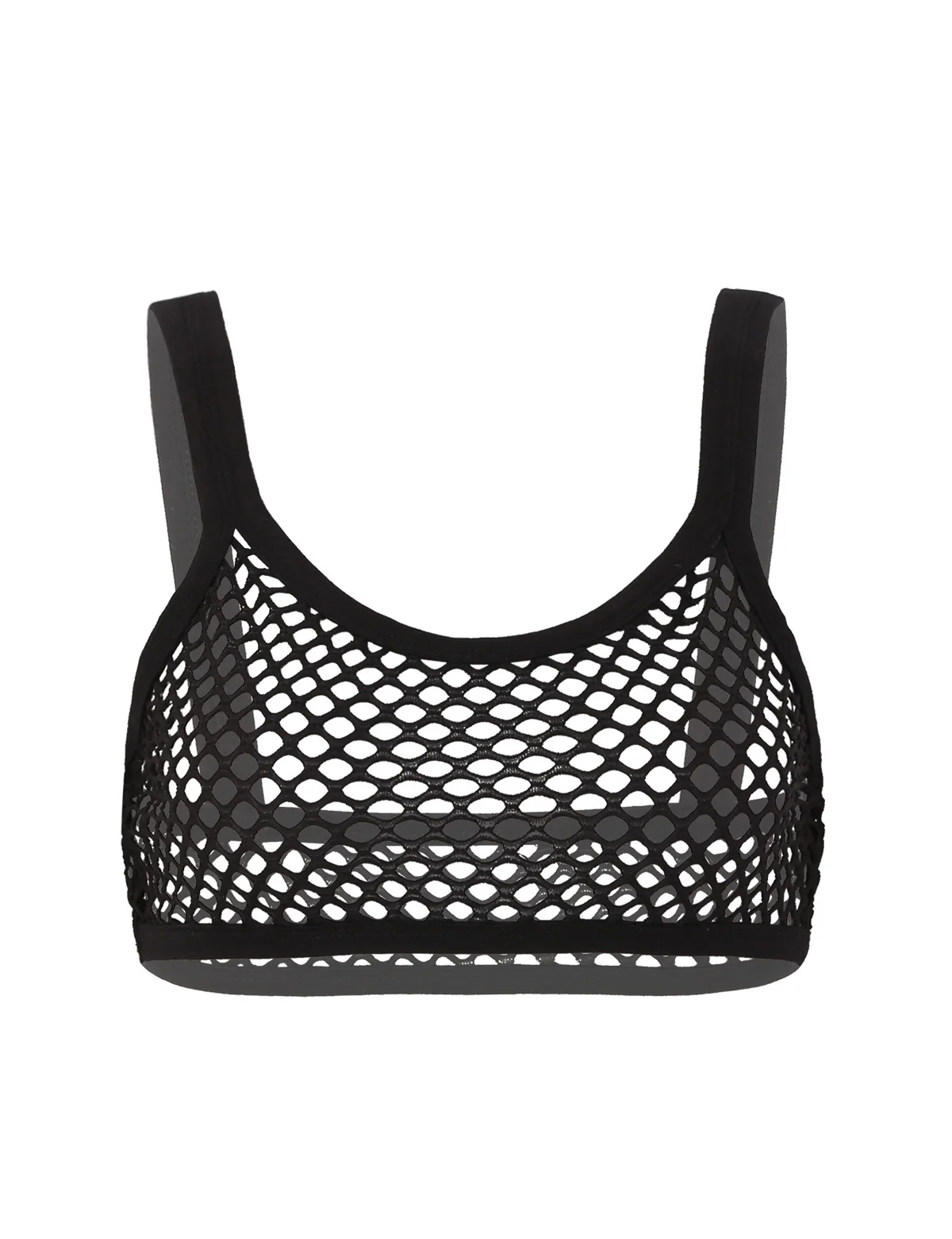 Womens Fishnet Hollow Out Bralette Vest See Through U-Neck Cropped Bra Tank Tops
