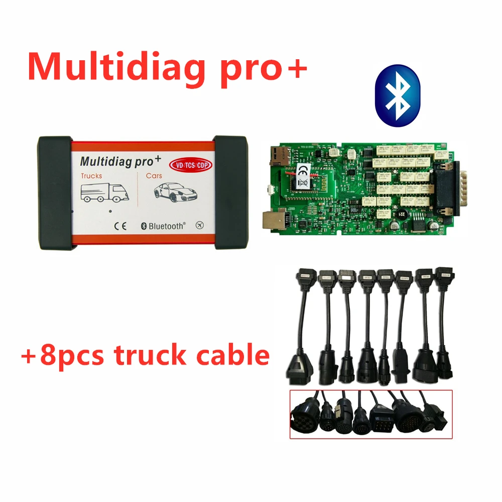 Лучшее качество Singe board Multidiag Pro с Bluetooth 2016R0 сканер vd ds150e C-D-P ODB2 диагностический инструмент+ 16 шт. кабели для автомобилей/грузовиков