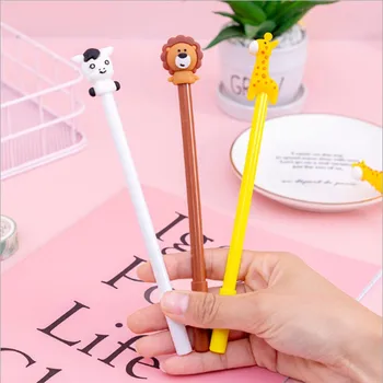 

1pcs/lot 0.5mm Cartoon animal gel pen black Ink hand account For writing Kawaii for school writing new stationery