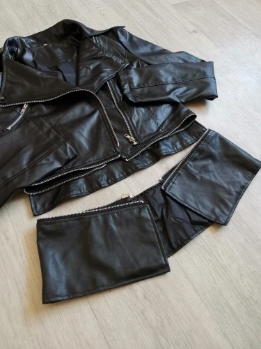 Куртка из искусственной кожи в стиле панк, Женская мотоциклетная куртка, осень, черная куртка-бомбер из искусственной кожи, уличная мода, зимняя верхняя одежда размера плюс