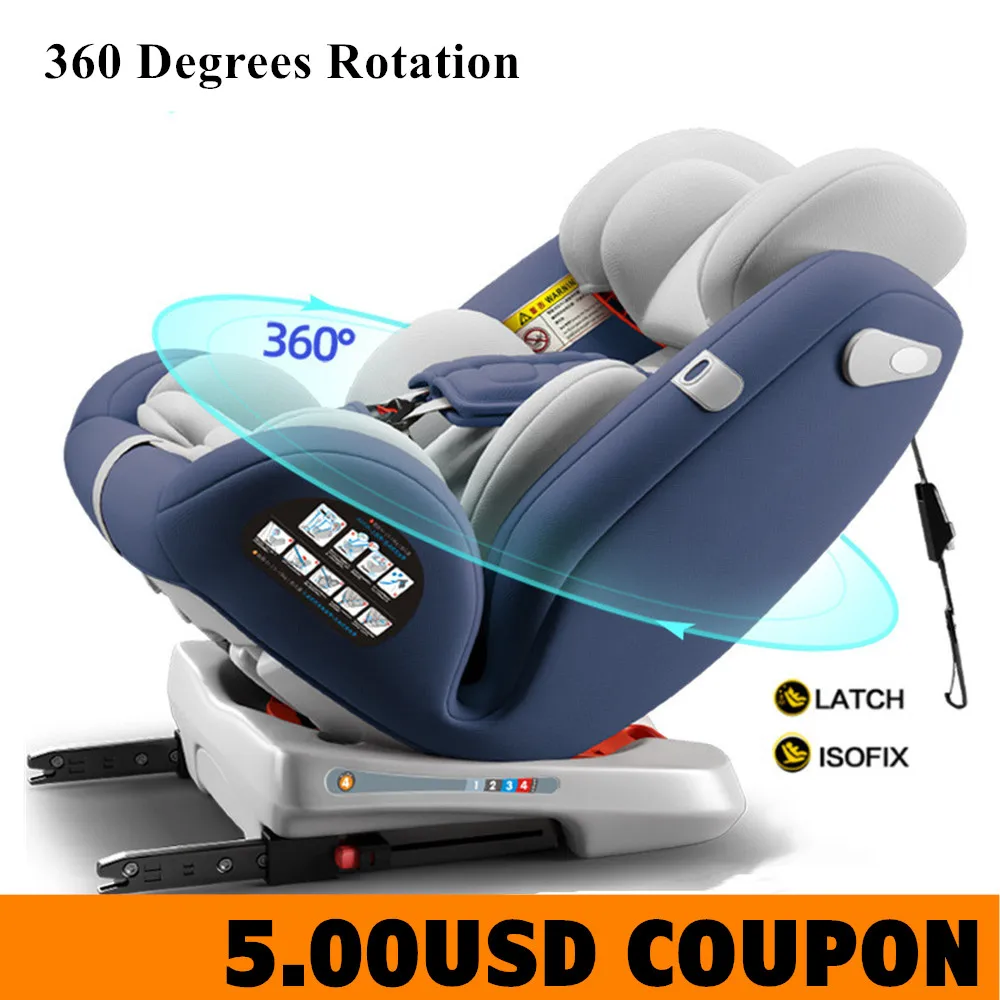 Baby Car Seat 360 Degrees Rotary Child Safety ISOFIX LATCH connector 0-12Y/0-36KG Free Shipping | Мать и ребенок