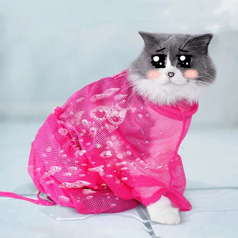 Cats Adjustable Washing Bags Cat Grooming Bath Mesh Bag For Pet Bathing Nail Trimming Injecting Anti Scratch Bite Restraint