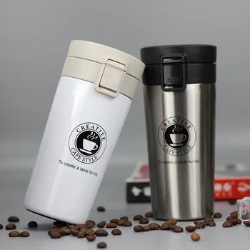 

Stainless Steel Vacuum Flask Car Bouncing Cup Outdoor Portable Water Bottle Drink Bottle Coffee Cup Travel Mug 380ML