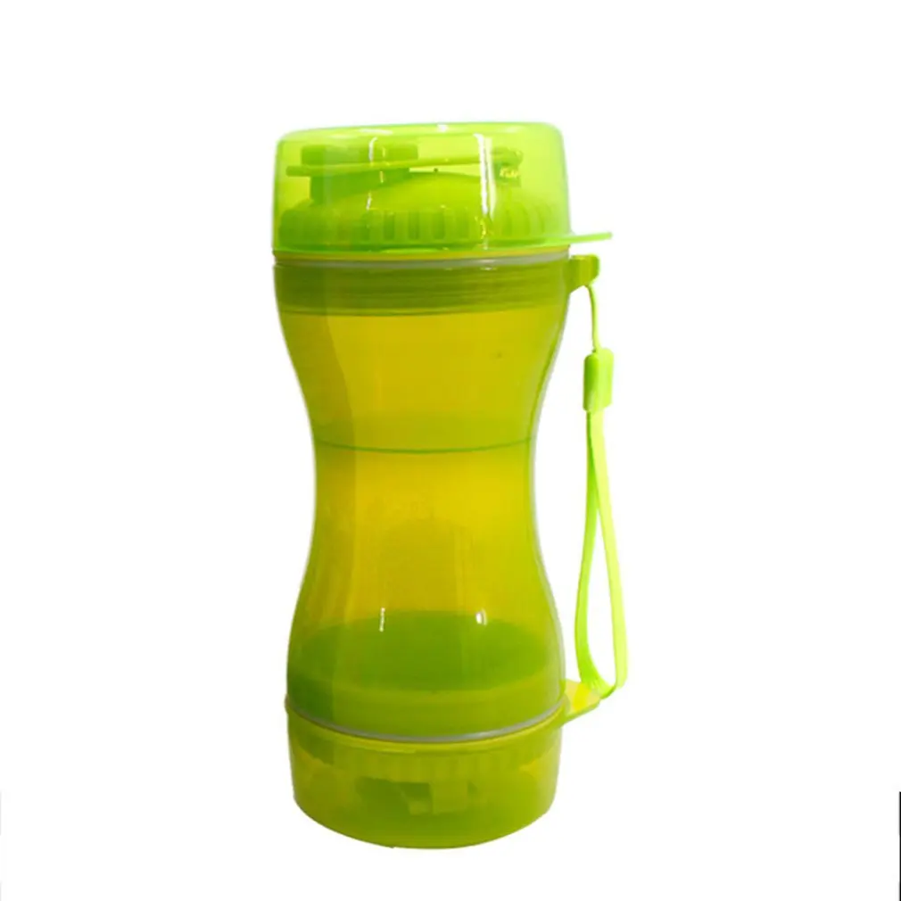 Pet Dog Dual Use Food Water Bottle Cup Portable Multifunction Double Chambe Hydration Bottle Container Outdoor - Цвет: Синий