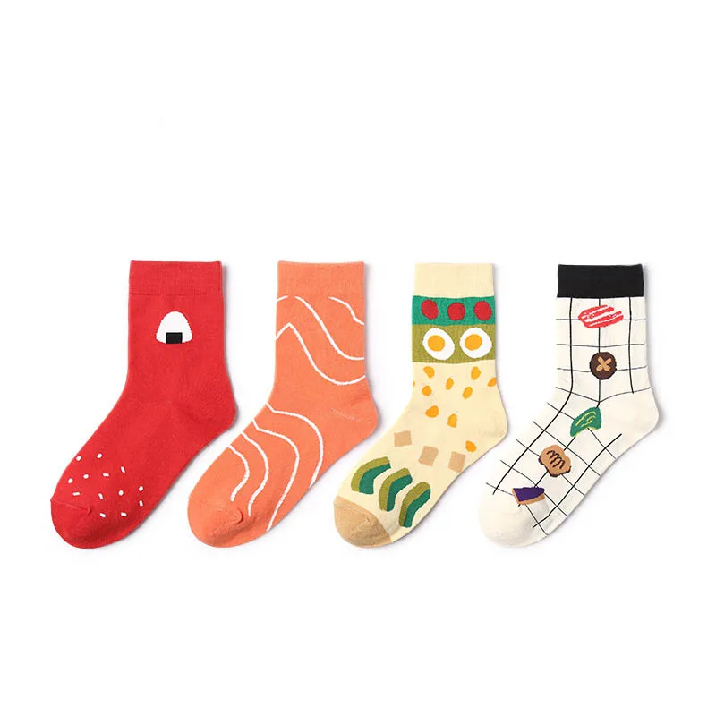 귀여운 만화 음식 프린트 양말 겨울 코튼 긴팔 양말 여성용Socks AliExpress