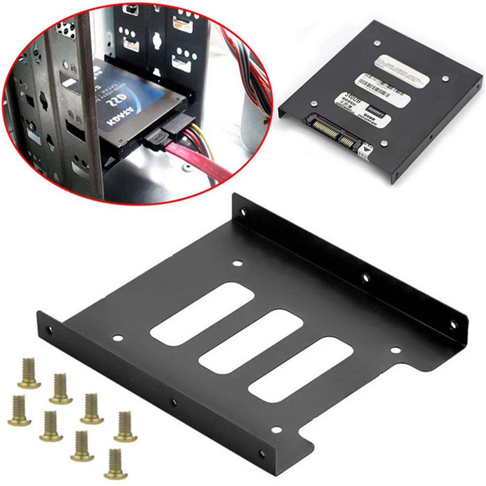 

Metal Mounting Adapter Bracket Dock Useful 2.5 Inch SSD HDD To 3.5 Inch 8 Screws Hard Drive Holder For PC Hard Drive Enclosure