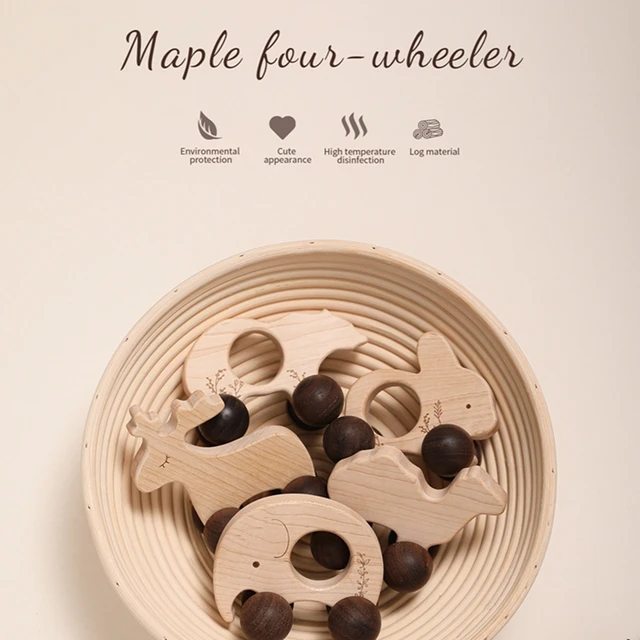 1Pc Nordic Style Baby Wooden Car Toy Maple Wood Animal Building Block Montessori Educational Toys Newborn Teething Birthday Gift 2