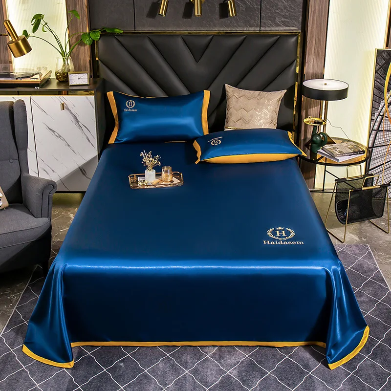 Summer New Ice Cool Bed Cover Embroidery Machine Washable Sheets Ice