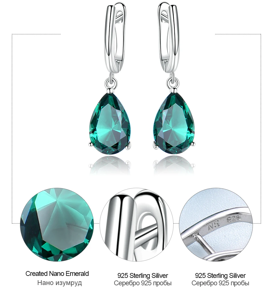 UMCHO &nbsp;&nbsp;Emerald 925 sterling silver earring for women EUJ094E-1-pc (7)