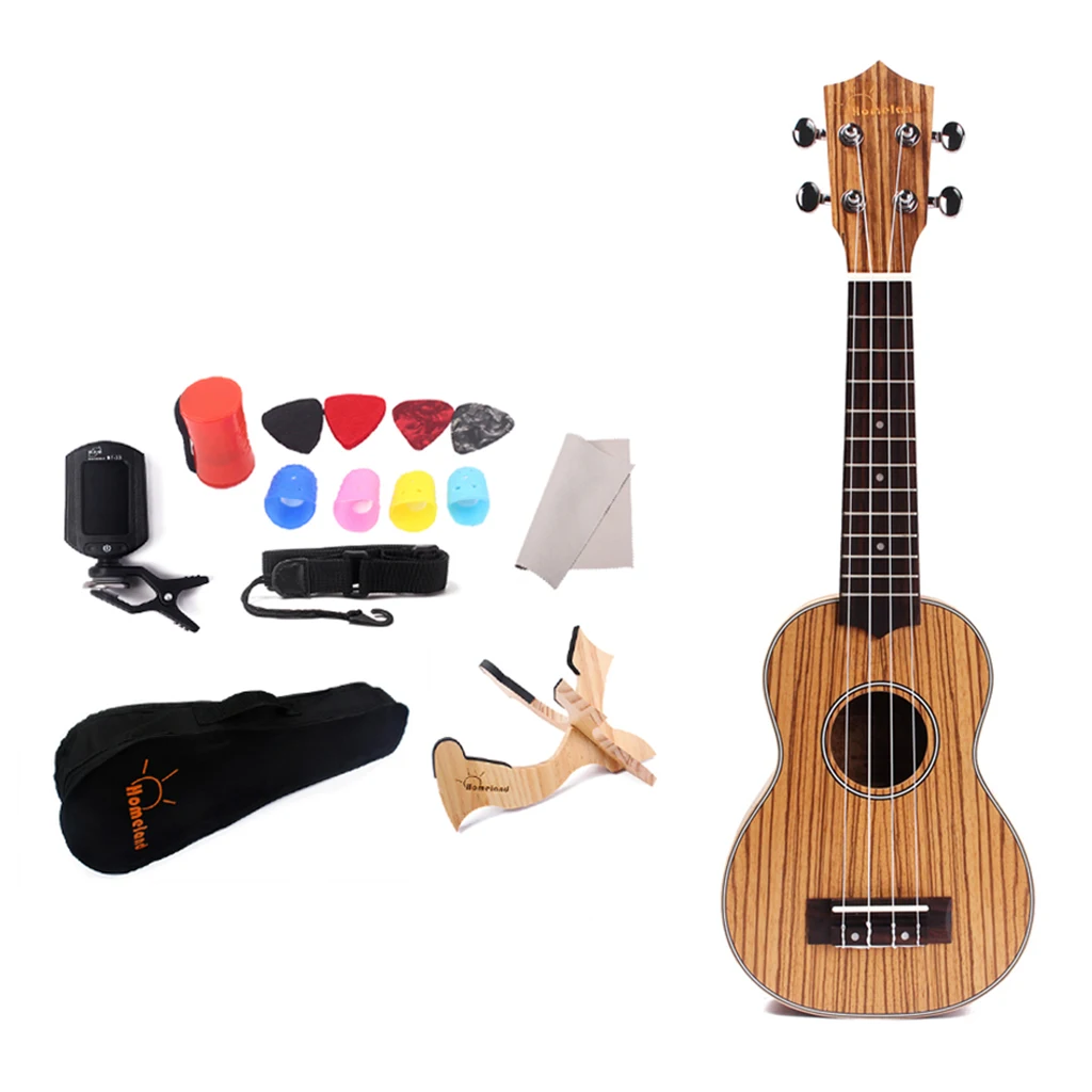 

Mini Zebrawood Soprano Ukelele 21inch Hawaii Style Guitar Bright Tone Set