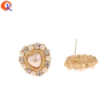 Cordial дизайн 40 шт. 17*18 мм модные ювелирные изделия/Серьги-гвоздики со стразами/в форме сердца/имитация жемчуга/ручная работа/женские серьги