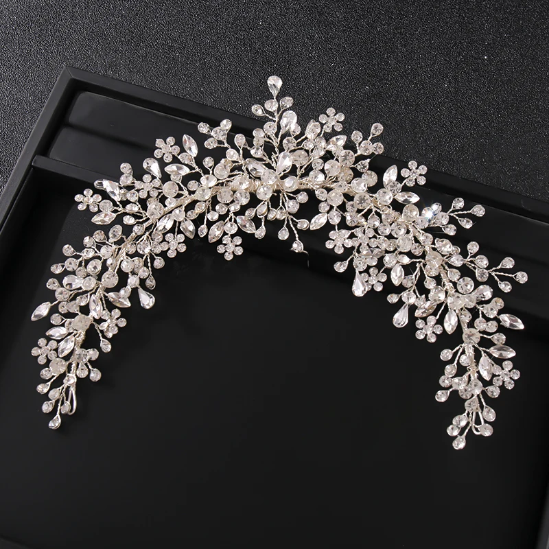 Wedding Hair Vine Bridal Accessories Crystal Pearl Headband Long Chain Headpiece Women's Hair Accessories Decoration