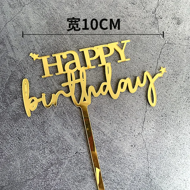 New Arrivals Rose Gold Acrylic Happy Birthday Cake Topper Kids Favors Children Gifts Cake Decoration Decorating Party Supplies GD3