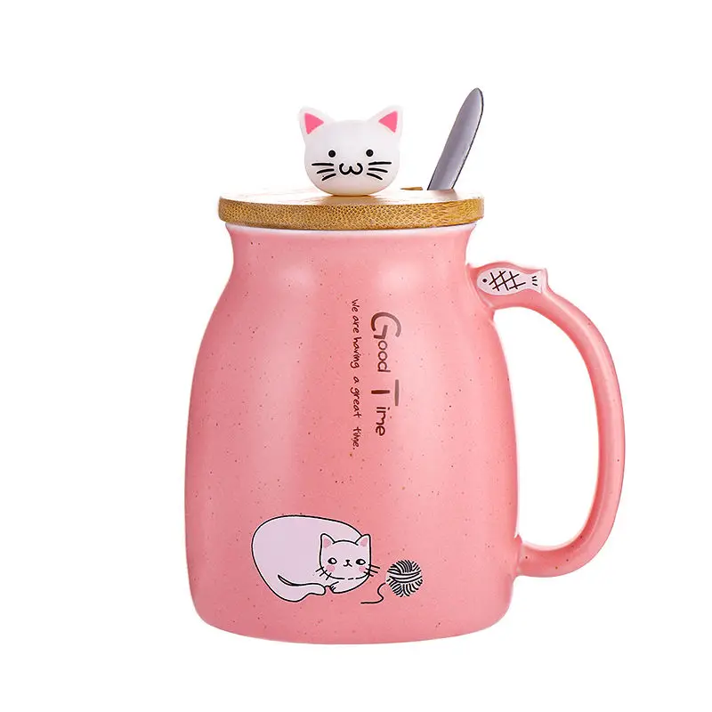 Mark Cup Female Cat Ceramic with Lid Spoon Couple Cups A Pair of Home Coffee Milk Mugs Travel Mug | Дом и сад