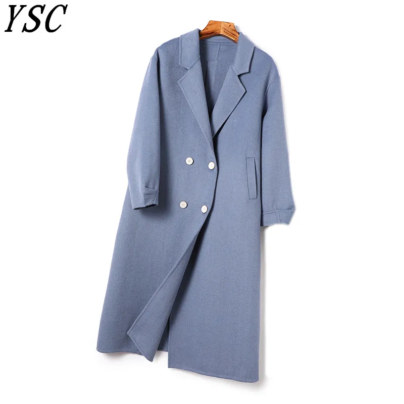 Handmade New design high quality Double face fabric Wool Coat Doll Collar Loose Thickening coat Sleeve Button back decoration | Женская