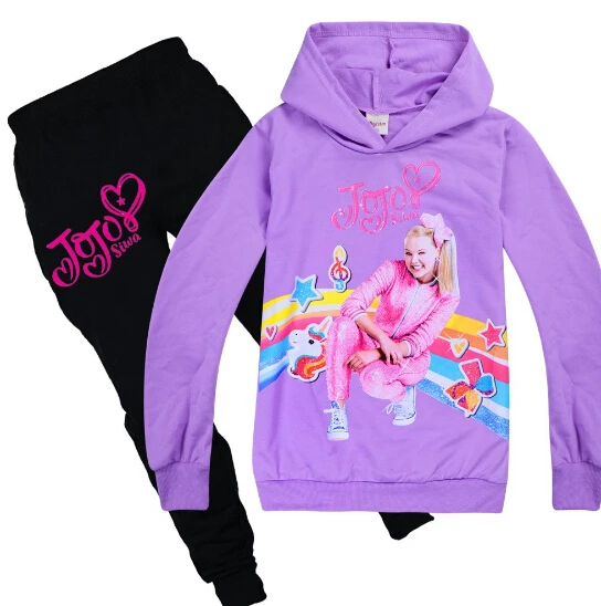 New spring autumn girls JOJO Siwa clothes sets sweatshirt+ Pants full sleeve clothing Suit children Sport cotton kids wear - Цвет: color at picture