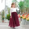 Retail Girl Princess Dress Mid Calf Length Wedding Party Dress Eyelash Back White Lace Beach Dress Children Clothing E15177 ► Photo 1/6