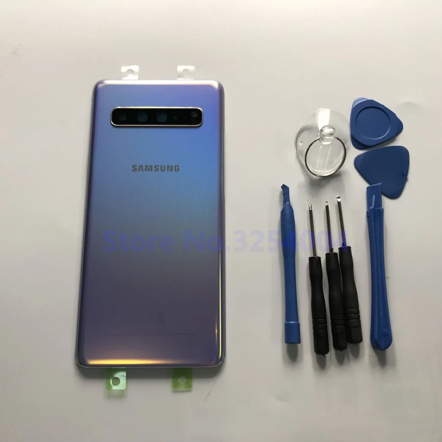 SAMSUNG Galaxy S10, 5G, версия G977, G977F, G977B, Задняя стеклянная крышка для батареи, задняя дверь, корпус, чехол, Задняя стеклянная крышка+ инструмент - Цвет: S10 5G silver