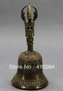 

Free Shipping Old Bronze Tibetan Buddha Head Rare Bell Statue