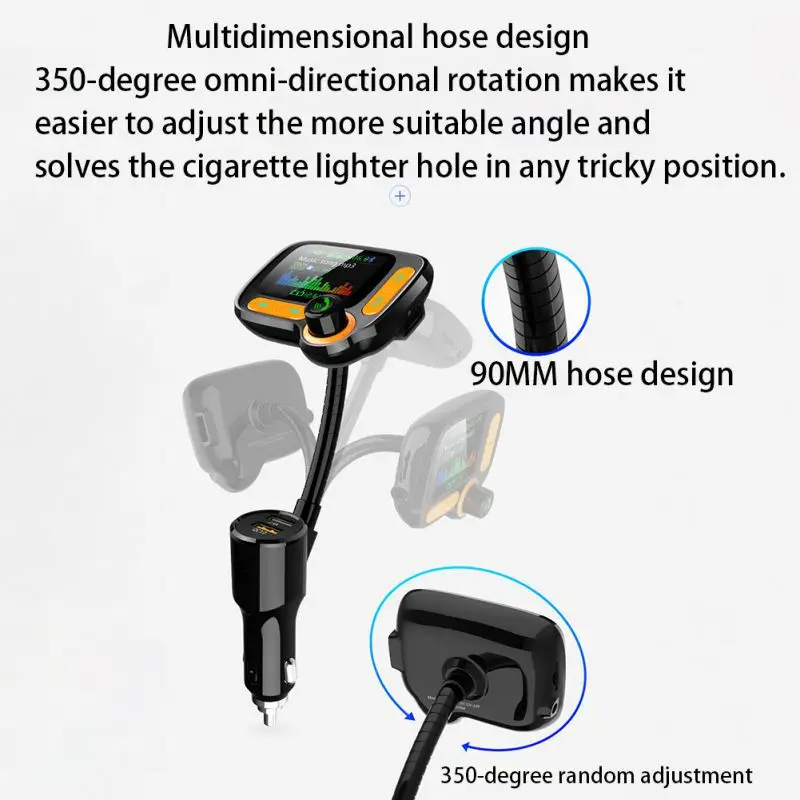 Автомобильное зарядное устройство ONEWELL QC 3,0 12 В с двумя usb-портами и mp3-плеером, Bluetooth, прикуриватель, автомобильное зарядное устройство для зарядки автомобиля без рук