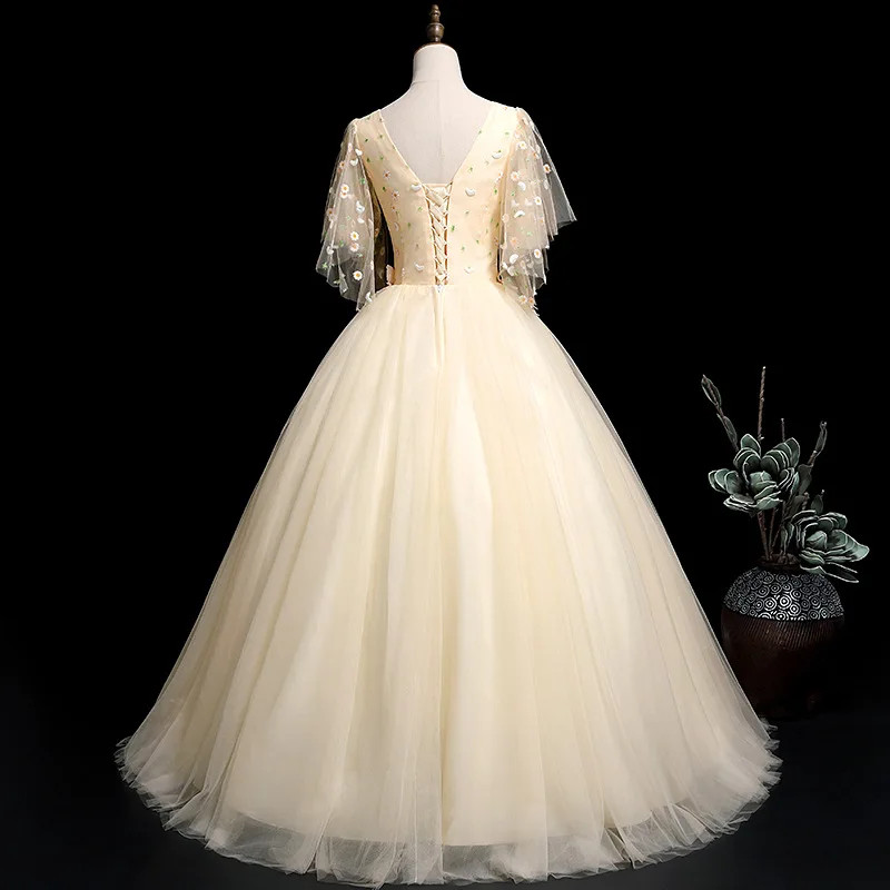 Платья с короткими рукавами, v-образным вырезом, яркого цвета, Robe De Soiree Vestidos De 15 Anos Quinceanera Dress Quinceanera-mekko