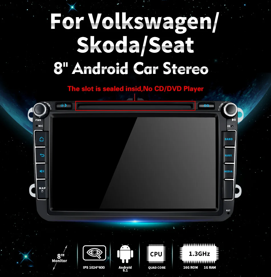 Flash Deal 8"Head Unit  BT WIFI Android 8.1 Car Radio Stereo For Volkswagen VW Passat Skoda Golf GPS Navigation NO DVD Player Steering Whee 0