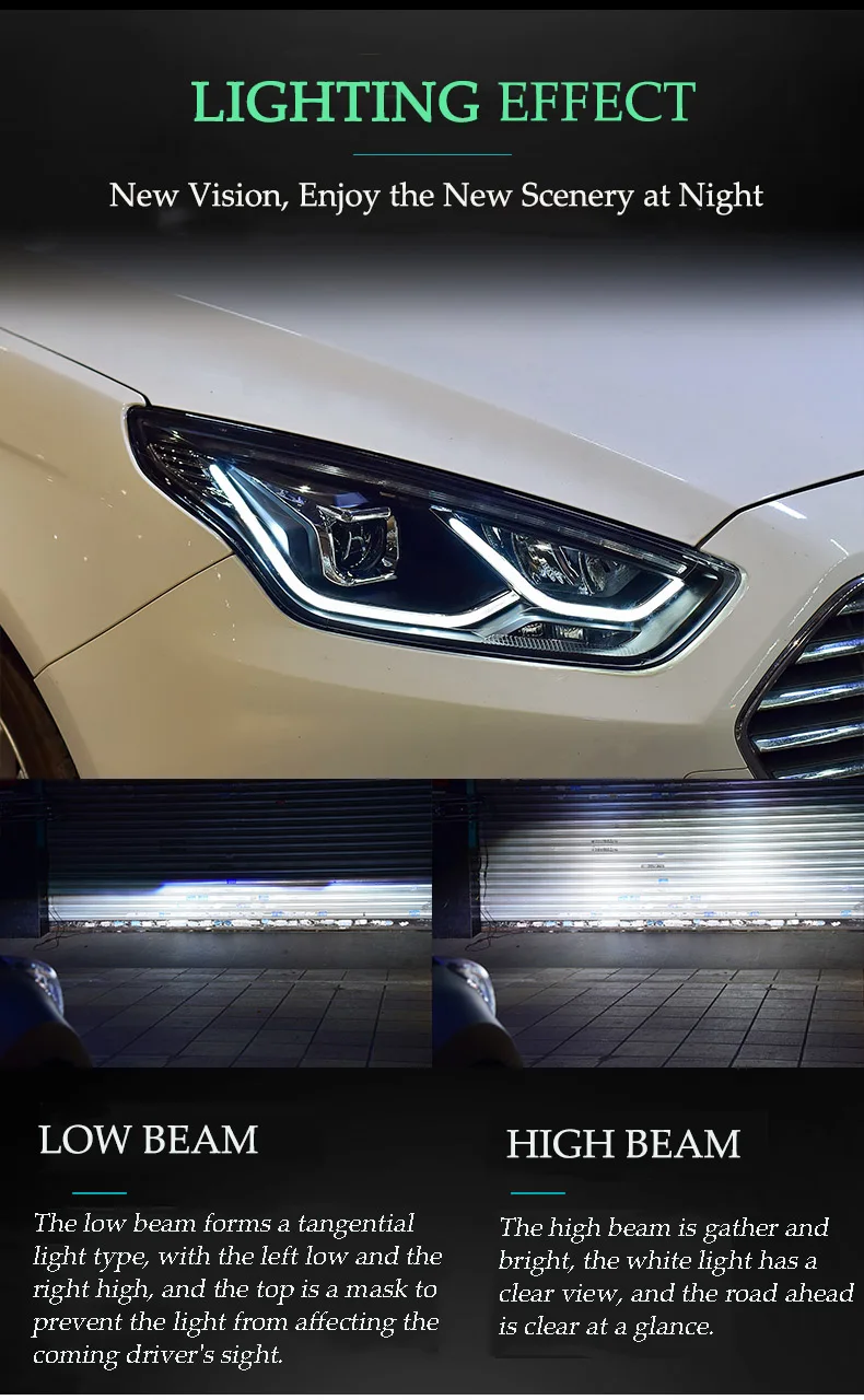 DY_L Автомобиль Стайлинг для Ford эскорт фары для эскорт головной лампы светодиодные фары дневного света динамический поворотник ксенон би-объектив