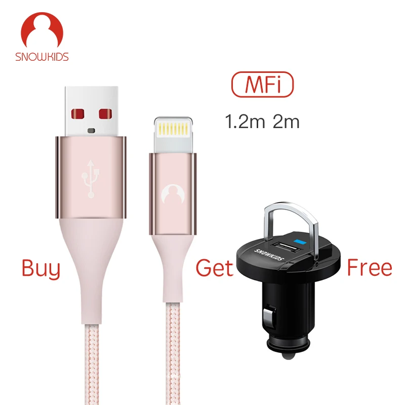 Сертифицированный MFi кабель Snowkids для iPhone 11X8 7 6 5 XR XsMax Lightning/USB (Купите получите