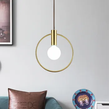 

Ins Wind Personality Pendant Lights Single Head Ring For Bedroom Bedside Dinning Bar Porch Lighting Fixture Hanging Lamp