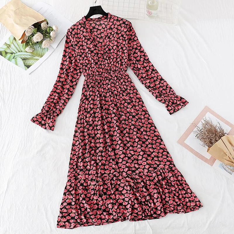 chiffon pleated midi dress