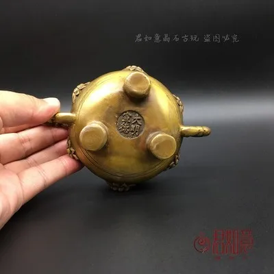 Античный(Лотос) двухушастый бронзовый сосуд для благовоний