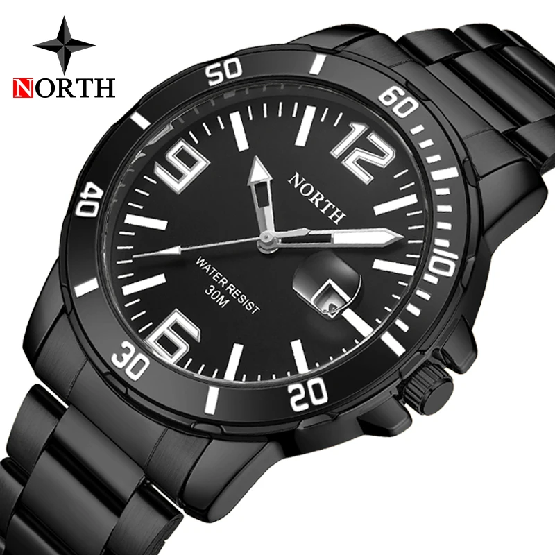 Роскошные Брендовые мужские новые часы NORTH Fashio повседневные деловые кварцевые со