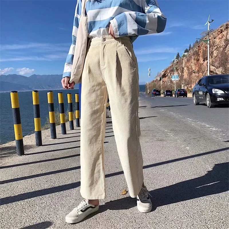 OMIKRON High Quality Corduroy Harem Pants Women New Solid Colors Thick Autumn Winter Casual Trousers Pantalon Femme Taille Haute