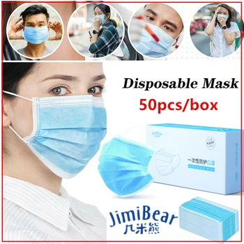 

10/20/30/50 pcs Non Woven Disposable Face Mask 3 Layer Hanging ear Dust Filter Safety Elastic Facial Dust-Proof Safety Masks