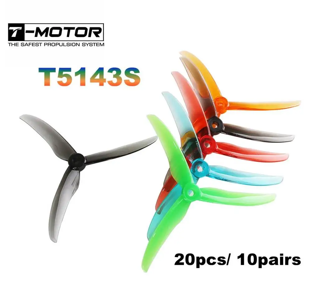 

20pcs/10Pairs T-motor T5143S 5143 V2 5inch Propeller tri-blade Propeller compatible POPO for FPV Racing freestyle Drone indoor