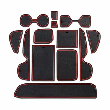 

13pcs/set Cup Holder Pad Rubber Interior Console Door Pocket Liner Insert Mats Kit For Toyota RAV4 2019-20 Red/ White/ Blue