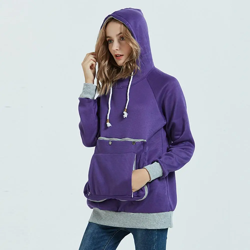 purple Толстовка с капюшоном для любителей кошек, кенгуру, собак, домашних животных, дропшиппинг, пуловеры, толстовка с капюшоном и карманом в виде ушей животных - Цвет: purple