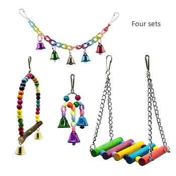 

Pet Toys 4 Pcs Birds Swing Toys Colorful Swing With Parrot Bells Decorative Accessories For Pet Small Parakeet Cagescute Toy