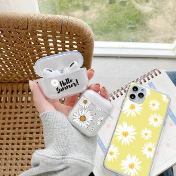 

TPU Daisy Flower Silicone Case For Apple Airpods 1/2 Cover Protective Earphone Case Clear Headphones Cases For Airpods Pro Cover