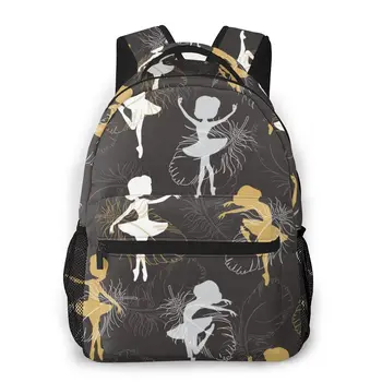 

2020 Travel Backpacks Ballerina's And Swan Feathers Silhouette Girl Backpack For Women Large Capacity School Bag For Teenage
